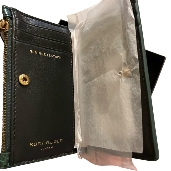 Kurt Geiger Green Snakeskin Leather Kensington Bifold Wallet. All Inclusion NWT - Picture 6 of 8